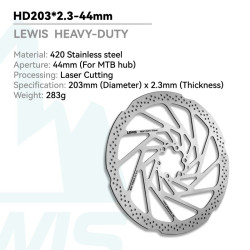 Brzdový kotúč Lewis HEAVY DUTY 203 mm s hrúbkou 2,3 mm pre predné koleso